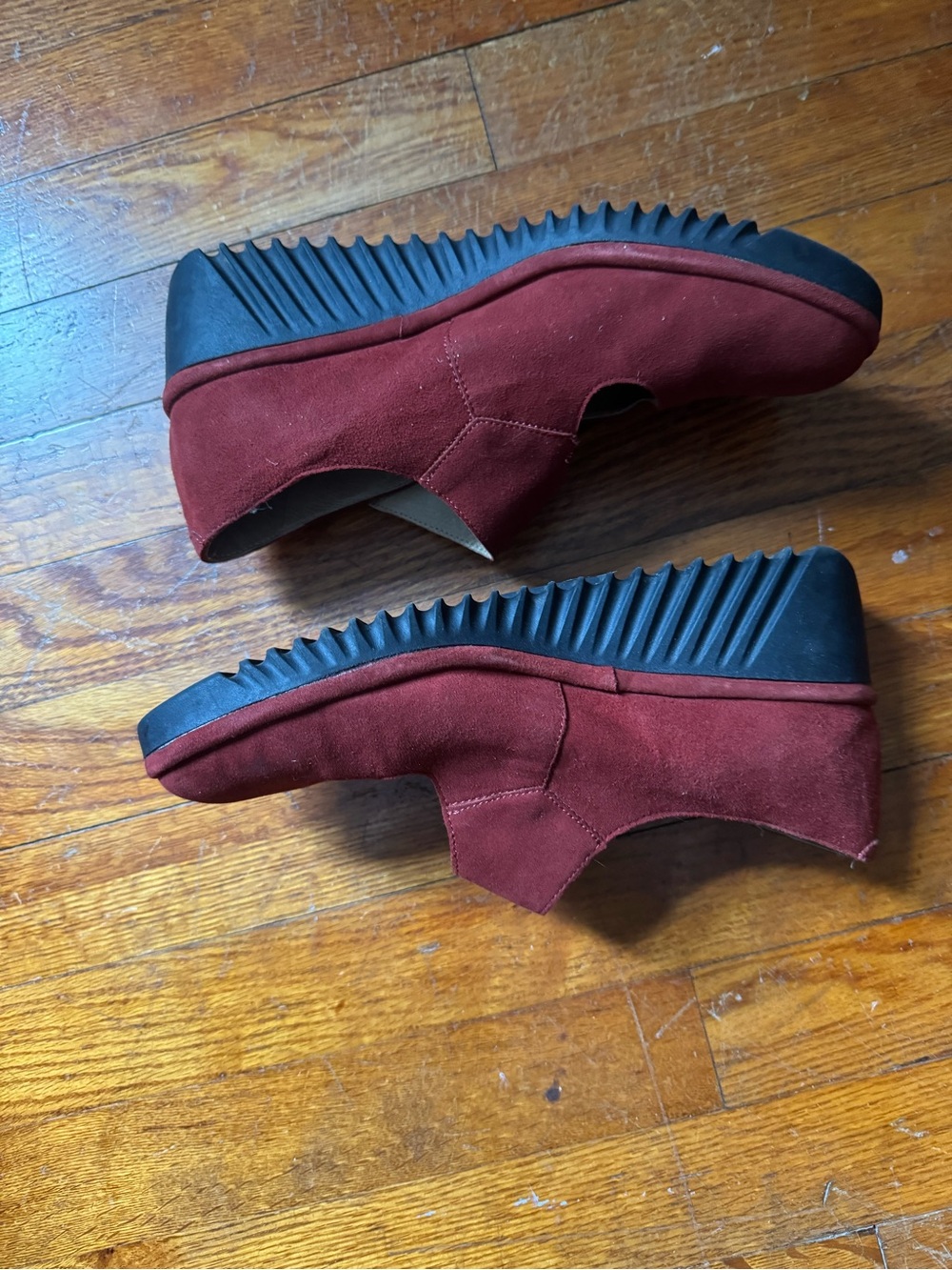 Fly London Red Suede Wedge Mary Jane Shoes - Picture 5 of 9